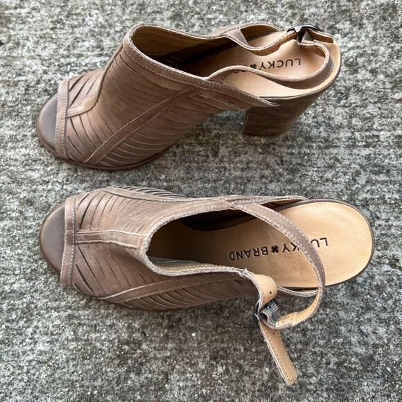 Lucky Brand Women's Lialor Caged Sandals Peep Toe Bootie Leather‎ Upper Brown 8M - Picture 6 of 8